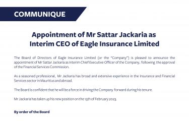 Appointment of Sattar Jackaria as Interim CEO of Eagle Insurance Limited